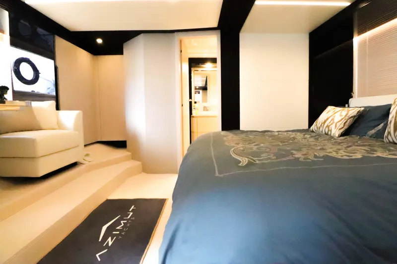  Yacht Photos Pics Luxurious bedroom on a 2019 Azimut 66 yacht.