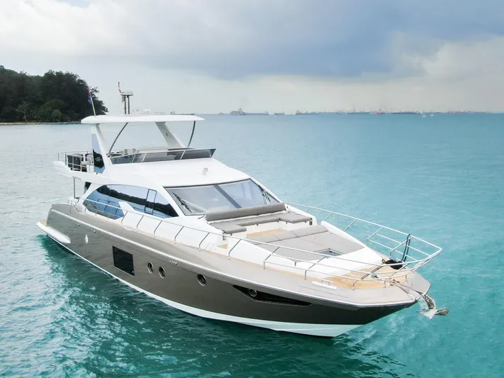  Yacht Photos Pics 2019 Azimut 66 luxury yacht on calm waters.