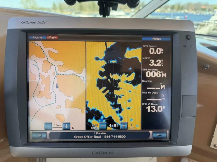  Yacht Photos Pics Garmin GPSmap 5212 displaying nautical chart on Carver 460 Voyager, 2004 model.