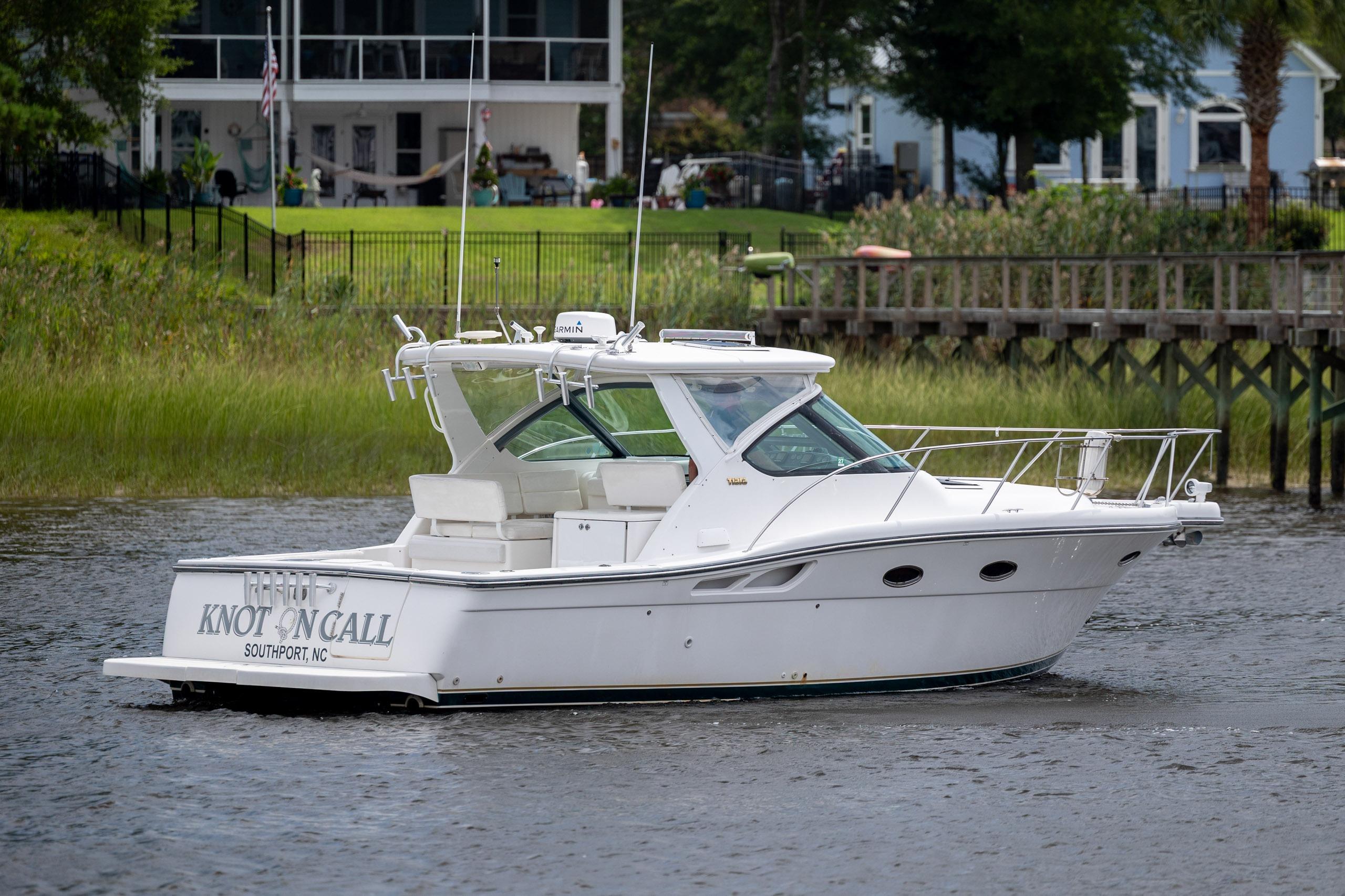 2004 Tiara Yachts 3200 Open boat named "Knot on Call" on the water near Southport, NC.