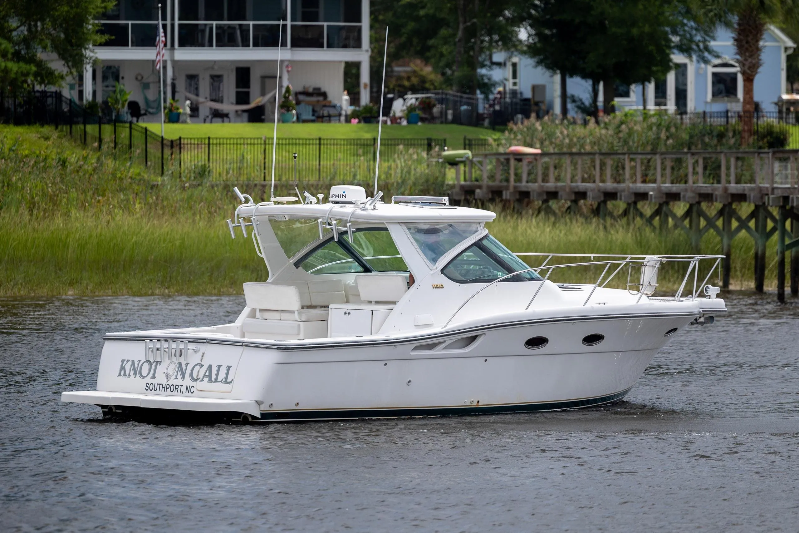 2004 Tiara Yachts 3200 Open boat named "Knot on Call" on the water near Southport, NC.