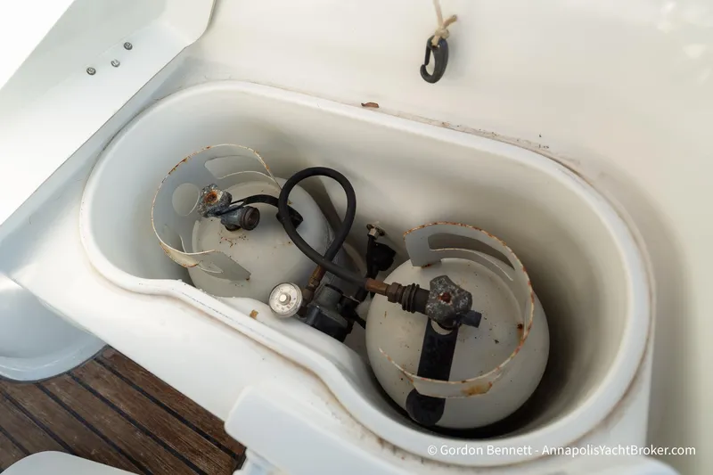 Margaritaville Yacht Photos Pics Propane storage compartment on 2004 Jeanneau Sun Odyssey 43 DS yacht.