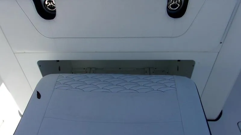  Yacht Photos Pics Crevalle 33 CSF Offshore Fishing boat interior, 2022 model, featuring detailed upholstery design.