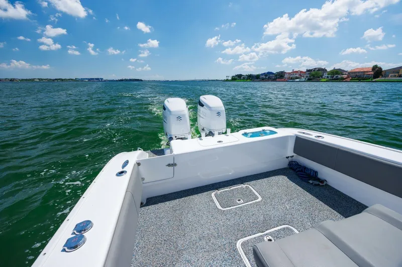  Yacht Photos Pics 2022 Cape Horn 31 T boat on water, featuring dual engines and spacious deck.