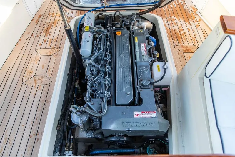 Coot Yacht Photos Pics 2005 Hinckley Talaria 29R engine compartment with Yanmar diesel engine.