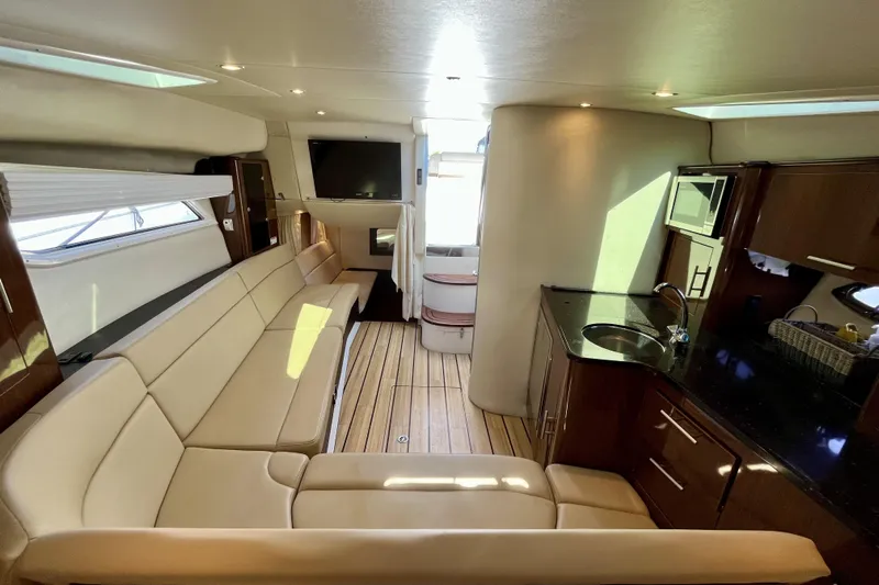  Yacht Photos Pics Luxurious interior of 2013 Regal 35 Sport Coupe yacht with modern amenities.