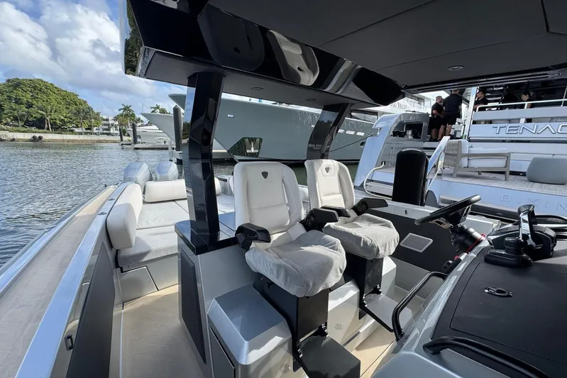T/t Tenacious Yacht Photos Pics 2025 Wajer 38s luxury boat interior with modern seating and sleek design.