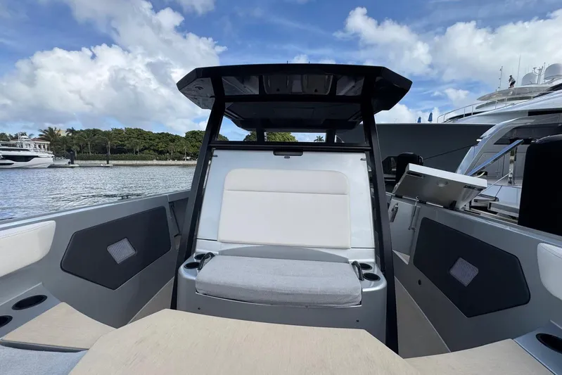 T/t Tenacious Yacht Photos Pics 2025 Wajer 38s luxury boat interior with sleek seating and modern design.