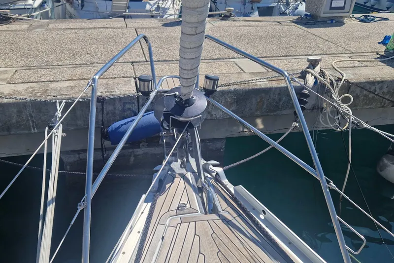  Yacht Photos Pics Bow of 2002 Grand Soleil 43 yacht docked at marina.