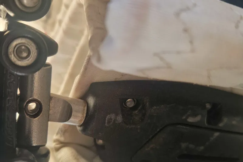  Yacht Photos Pics Close-up of a mechanical component on a 2002 Grand Soleil 43 sailboat.