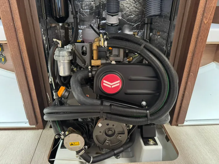 Xanadu Yacht Photos Pics 2024 Beneteau Oceanis 34.1 engine compartment, showcasing modern marine engineering.