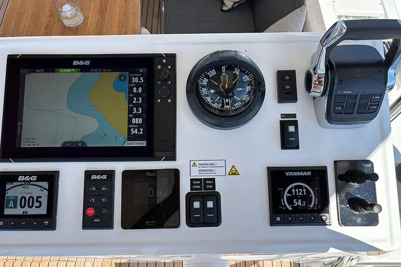 Nil Yacht Photos Pics Control panel of 2024 Hanse 588 yacht with navigation and engine displays.