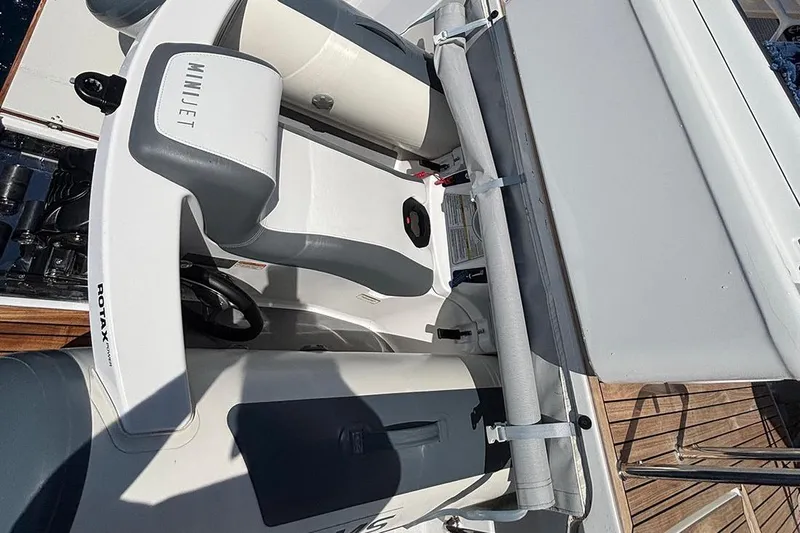 Nil Yacht Photos Pics 2024 Hanse 588 yacht with Rotax Minijet, featuring sleek design and modern amenities.