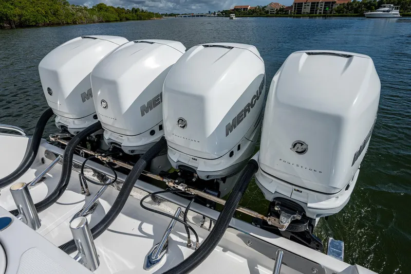  Yacht Photos Pics Quad Mercury outboard engines on a 2005 Venture 39 Open boat.