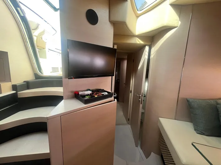  Yacht Photos Pics Luxurious interior of 2010 Atlantis 55 yacht with modern design and cozy seating.