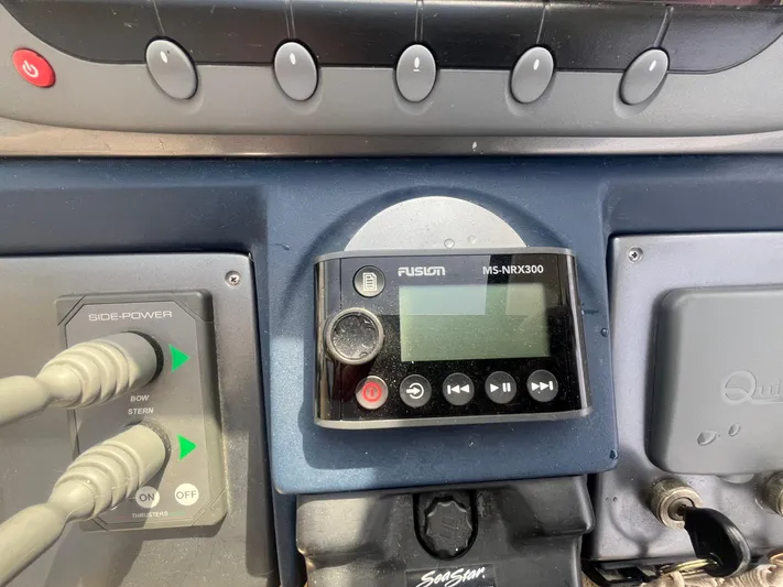  Yacht Photos Pics Control panel of a 2010 Atlantis 55 yacht with Fusion MS-NRX300 display.