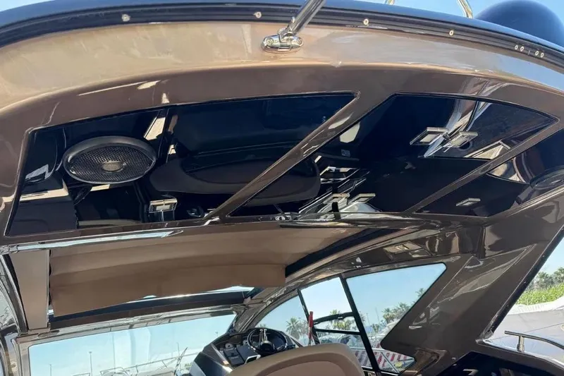  Yacht Photos Pics 2019 Cranchi M 44 HT yacht interior with sleek roof design and modern features.