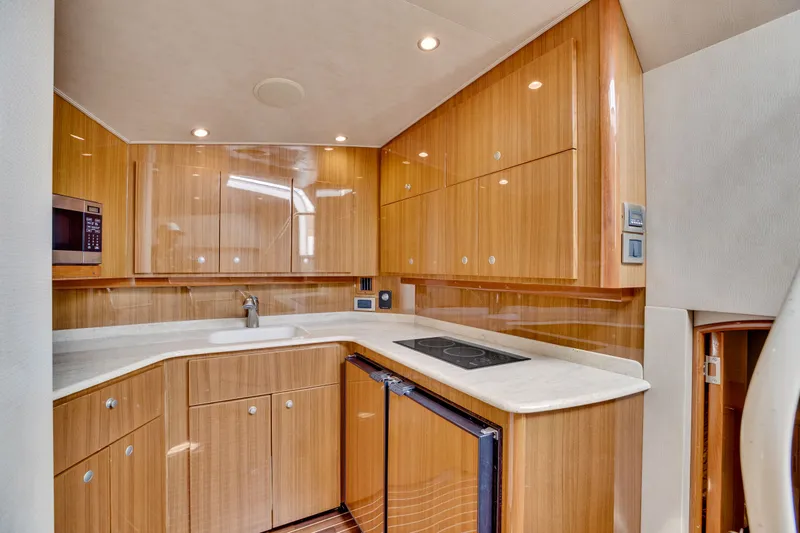  Yacht Photos Pics Interior of Viking 42 Open yacht, modern kitchen, year 2011.