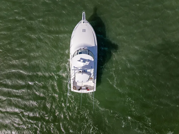  Yacht Photos Pics Aerial view of a 2011 Viking 42 Open boat on the water.