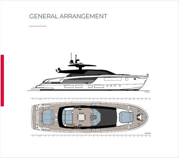  Yacht Photos Pics 2025 Extra X90 Fast yacht design, side and top view, general arrangement blueprint.