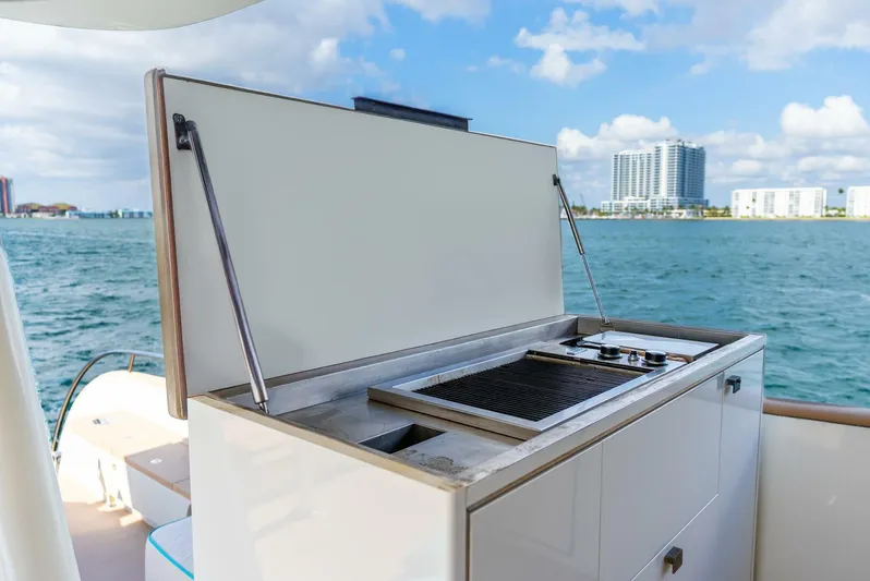 Lady Sadie Yacht Photos Pics Outdoor kitchen on 2019 Van der Valk LeVen 90 yacht with ocean view.