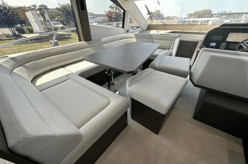 The Good Life Yacht Photos Pics Interior of 2024 Galeon 510 Sky with elegant seating area.