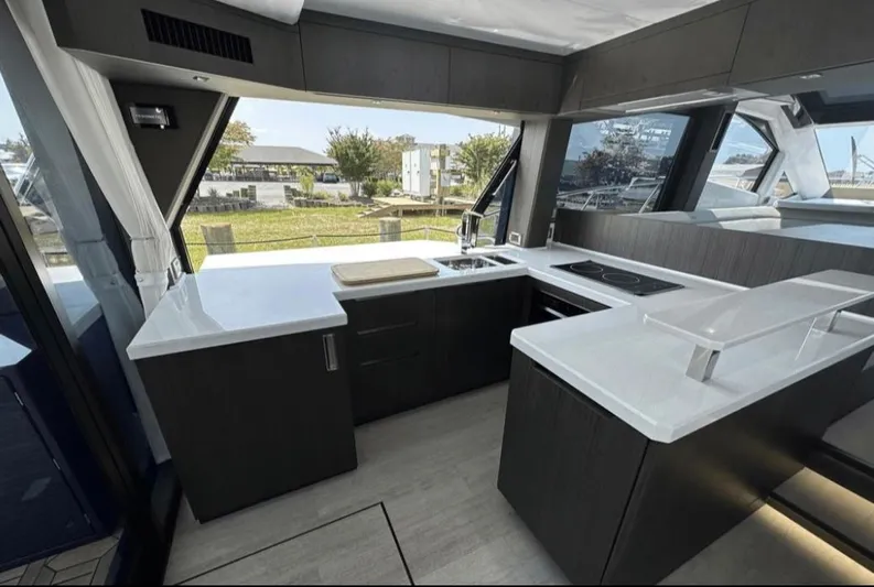 The Good Life Yacht Photos Pics Modern kitchen on the 2024 Galeon 510 Sky yacht.