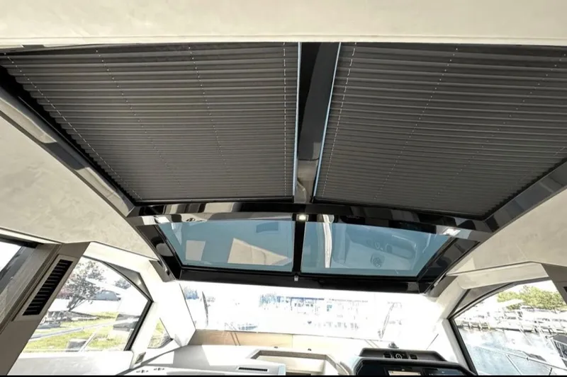 The Good Life Yacht Photos Pics Interior view of 2024 Galeon 510 Sky with modern roof design.