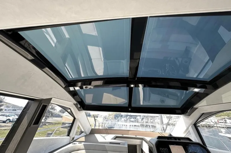 The Good Life Yacht Photos Pics Interior view of 2024 Galeon 510 Sky with panoramic roof.