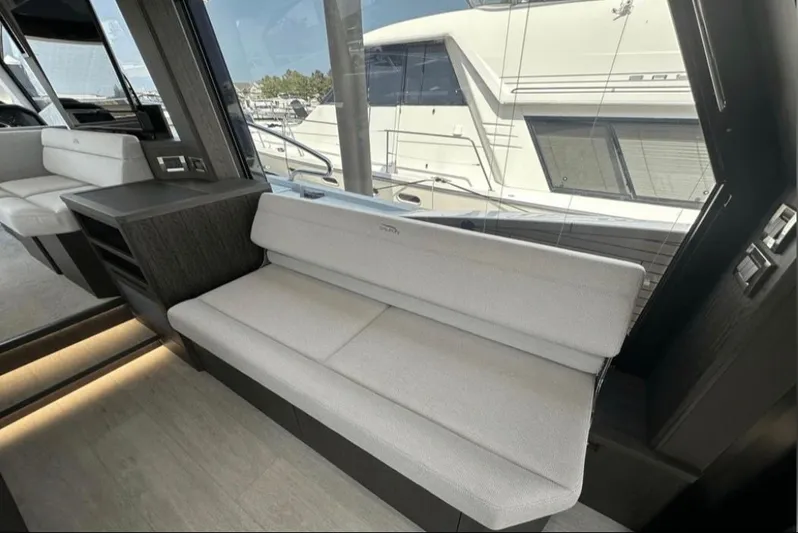 The Good Life Yacht Photos Pics Interior of Galeon 510 Sky yacht, modern design, 2024 model.