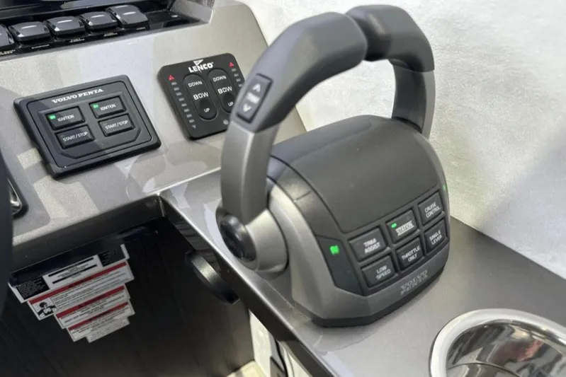 The Good Life Yacht Photos Pics Control console of 2024 Galeon 510 Sky with Volvo Penta controls.