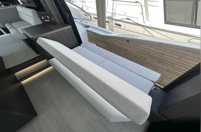 The Good Life Yacht Photos Pics Interior of Galeon 510 Sky yacht, modern design, 2024 model.