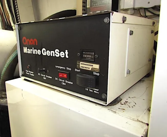  Yacht Photos Pics Onan Marine GenSet control panel on a 1999 Viking Convertible boat.
