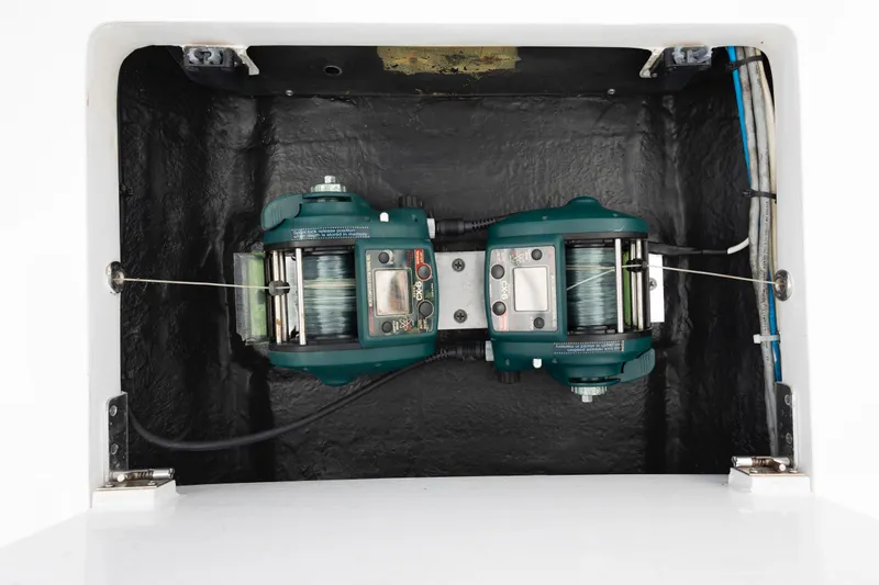 Emeritus Yacht Photos Pics Fishing reel compartment in 2001 Viking 61 Convertible yacht.