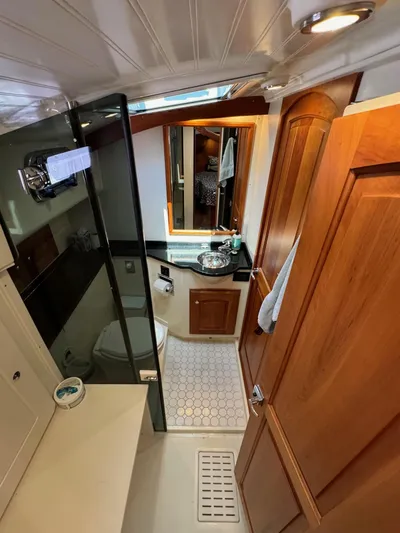 Grand Baby Yacht Photos Pics Luxurious 2018 Legacy 42 yacht bathroom with wood accents and modern fixtures.