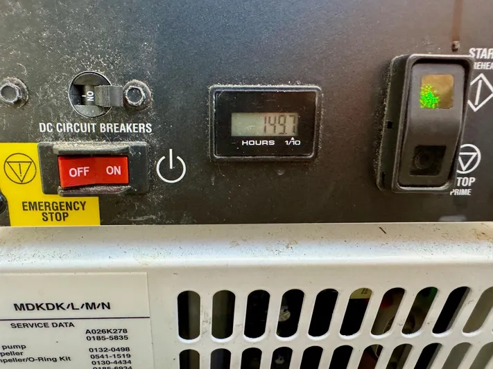 Grand Baby Yacht Photos Pics Control panel of a 2018 Legacy 42 with circuit breakers and hour meter.