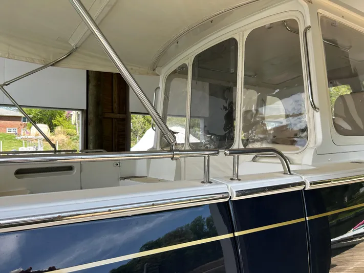 True Grace Yacht Photos Pics 2011 MJM 36Z yacht with sleek design and polished chrome details.