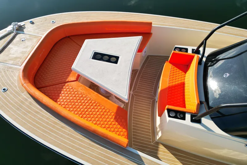  Yacht Photos Pics 2026 Lilybaeum Lipari 31 boat interior with orange seating and modern design.