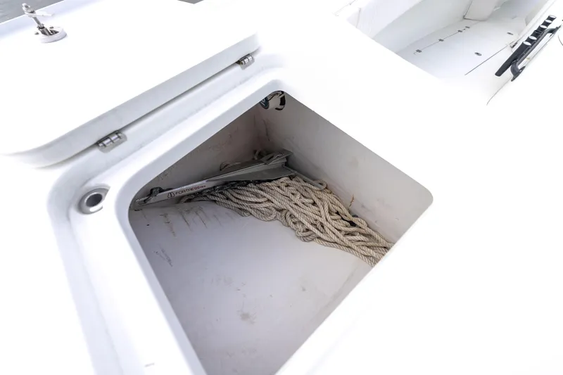  Yacht Photos Pics Anchor and rope storage in 2018 Freeman 37 VH boat compartment.