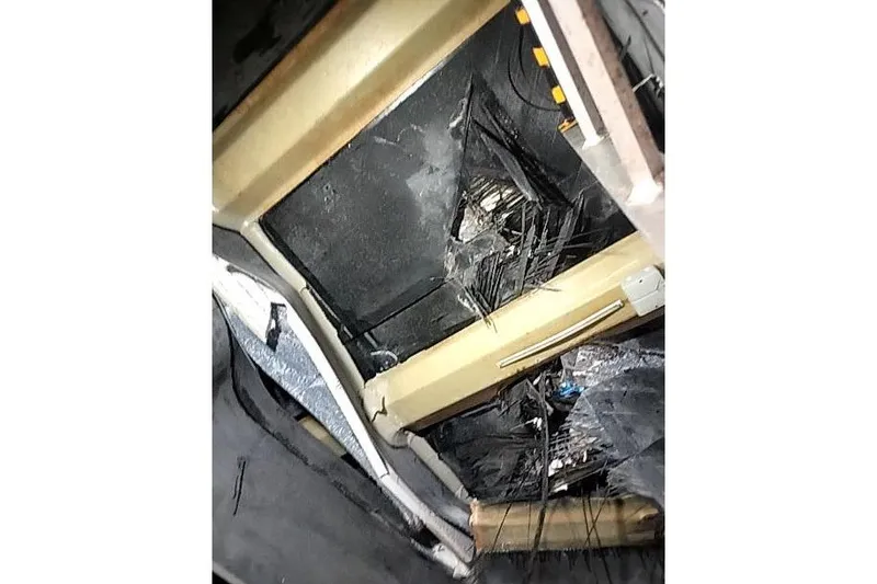  Yacht Photos Pics Interior damage of 2016 Mützelfeldtwerft Offshore Fast Crew Taxi Catamaran.