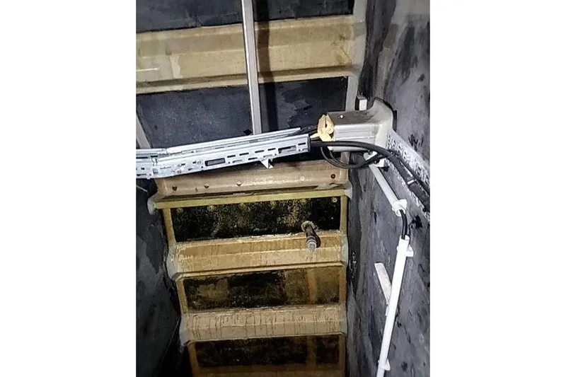  Yacht Photos Pics Interior view of a 2016 Mützelfeldtwerft Offshore Fast Crew Taxi Catamaran, showing structural components.