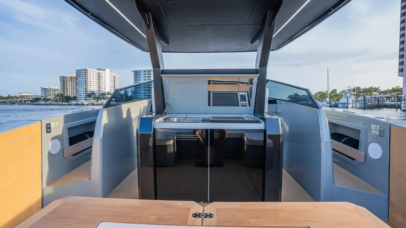  Yacht Photos Pics 2024 Rio Yachts Daytona 50 interior with modern design and waterfront view.
