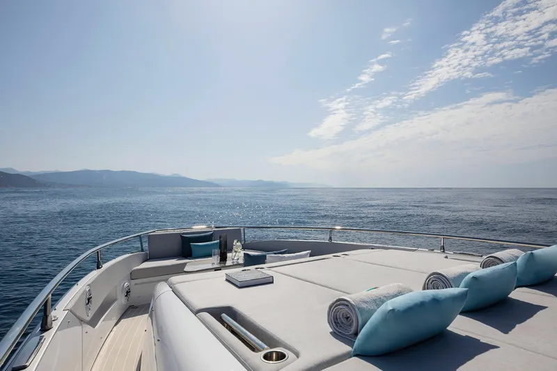  Yacht Photos Pics Luxurious Azimut Verve 48 yacht deck with ocean view, 2025 model.