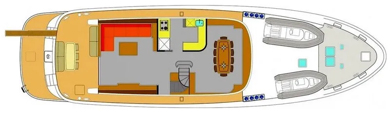 Annamia Yacht Photos Pics Floor plan of 2007 Terranova Yachts T85, featuring interior layout and deck arrangement.