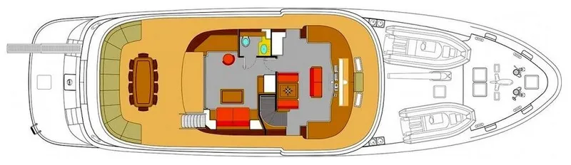 Annamia Yacht Photos Pics Floor plan of 2007 Terranova Yachts T85, showcasing interior layout and deck design.