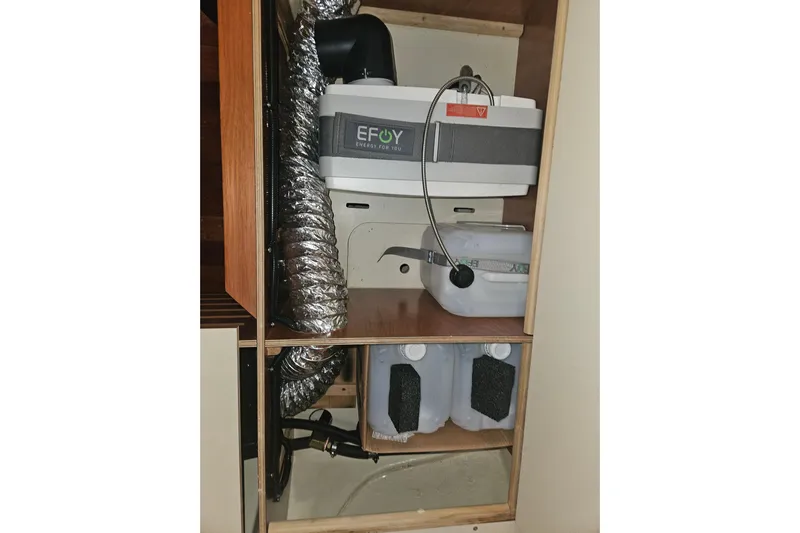 Soirse Yacht Photos Pics Interior of 2013 Marlow-Hunter 50 aft cabin showing EFOY fuel cell system.