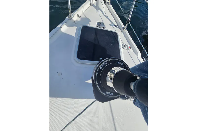 Soirse Yacht Photos Pics Deck view of 2013 Marlow-Hunter 50 aft cabin sailboat with Furlex system.