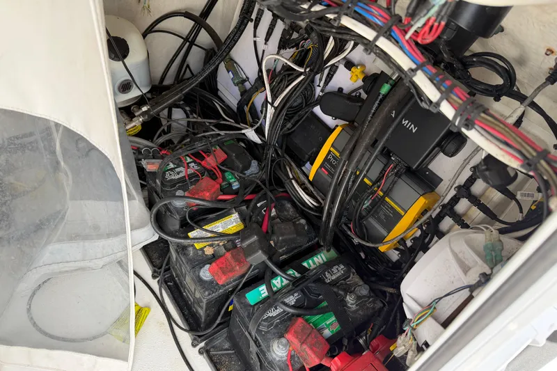  Yacht Photos Pics 2021 Twin Vee 310 CC GF boat electrical system with batteries and wiring.