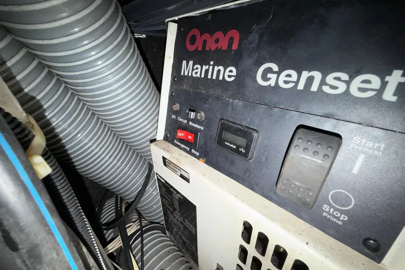 Nae Hassle Yacht Photos Pics Onan Marine Genset in a 2004 Beneteau 57 yacht engine room.