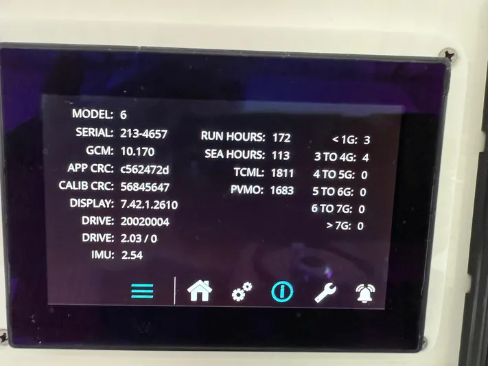  Yacht Photos Pics Display screen showing technical data for Tiara Yachts 43 LS, 2023 model.